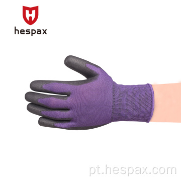 Hespax Nylon Micro-Foam Nitrile Palm Foten Luvas de mão-de-obra